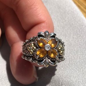 Barbara Bixby Silver & 18k Gold Citrine Ring